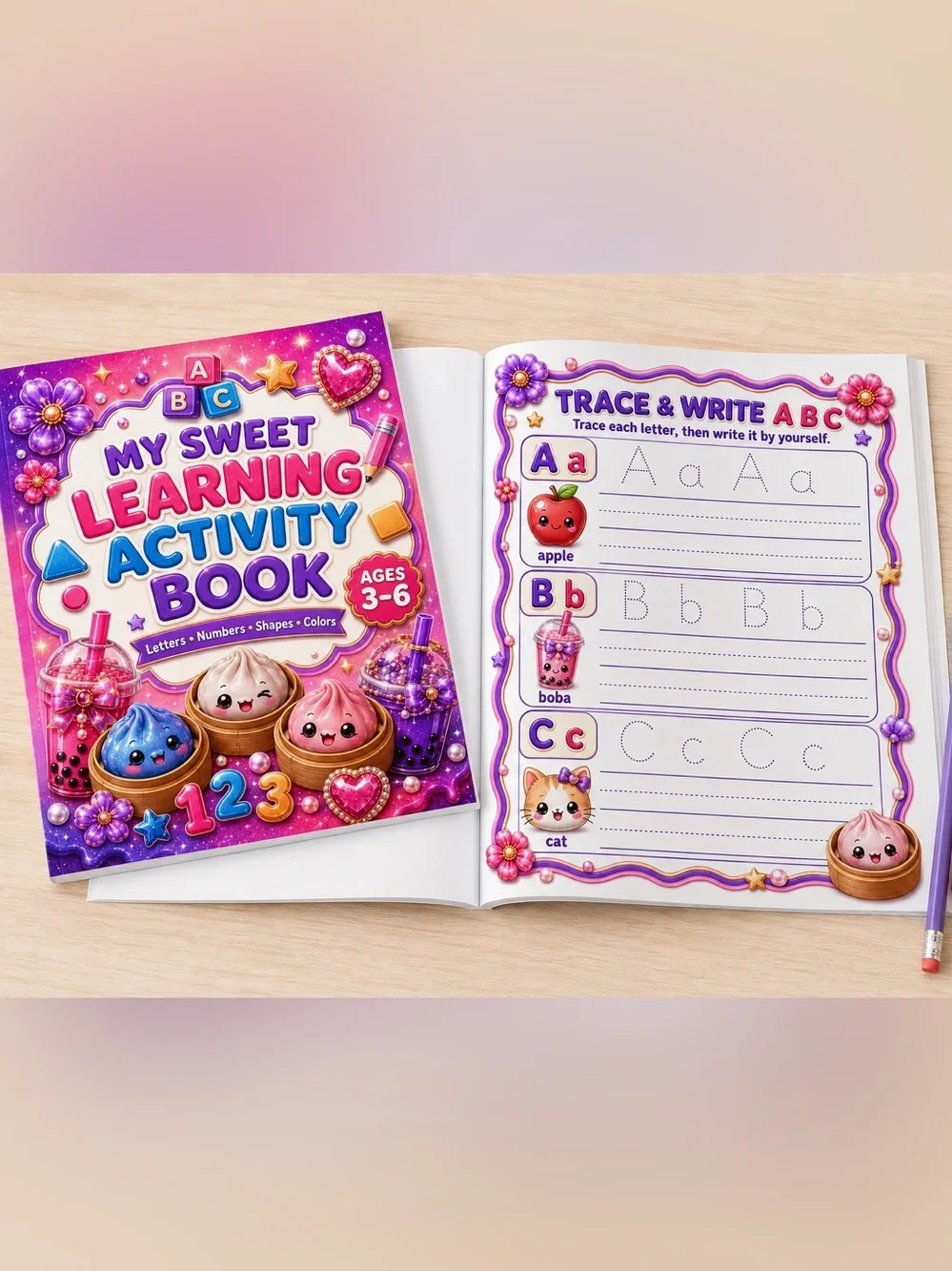 Kids Preschool Learning Activity Book ABCs Numbers Shapes Ages 3–6